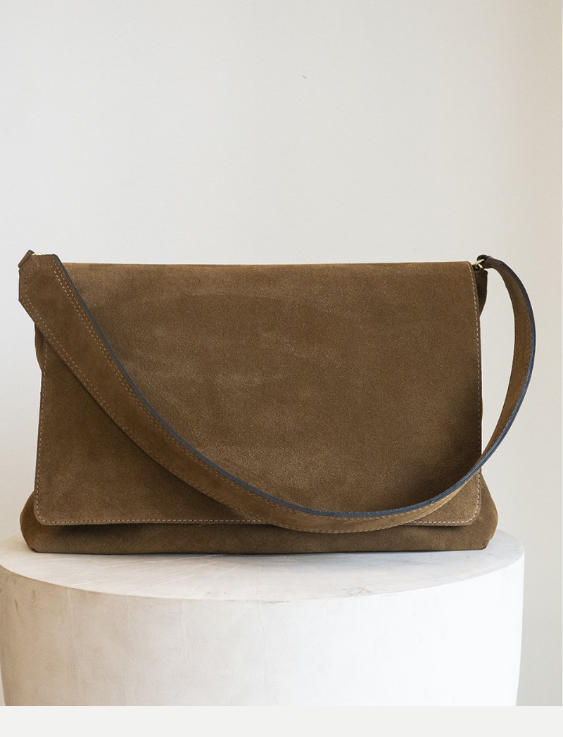 Kennon shoulder bag in walnut suede, alternate view