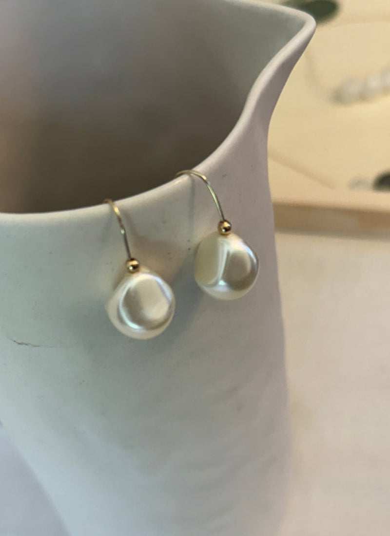 Antique pearl drop earrings, alternate view