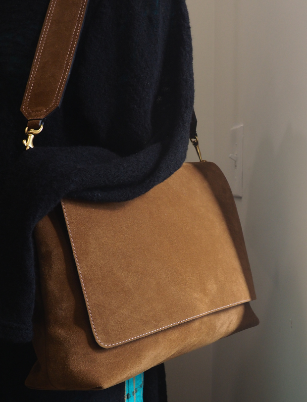 Kennon shoulder bag in walnut suede, alternate view