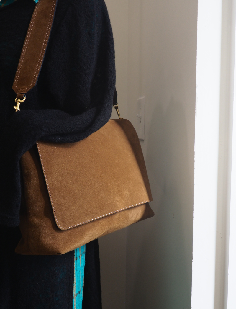 Kennon shoulder bag in walnut suede, alternate view