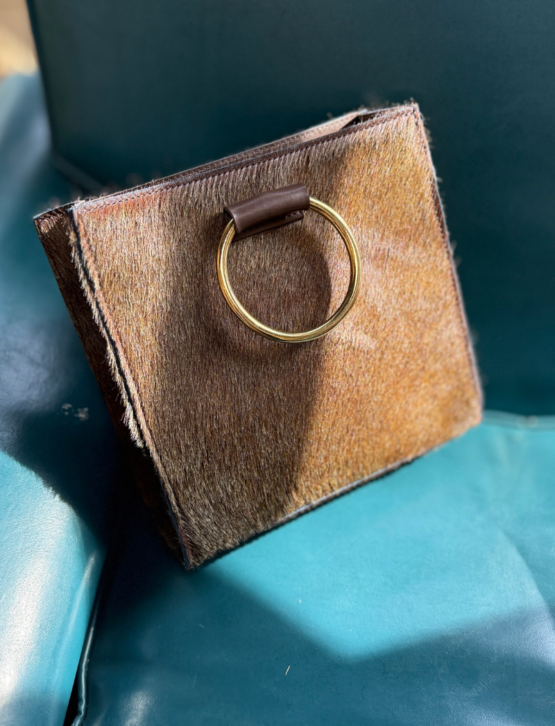 Simone handbag in brown hair-on hide, alternate view