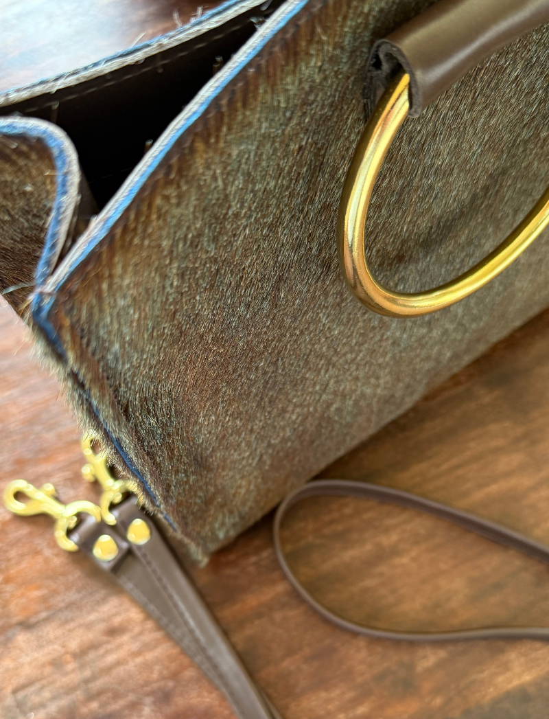 Simone handbag in brown hair-on hide, alternate view