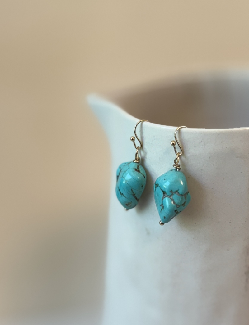 Chunky turquoise stone earrings