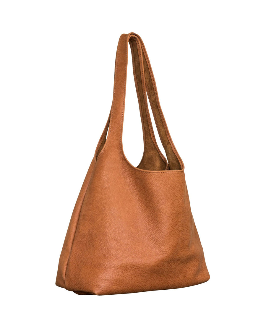 Maysey Sac in cognac leather, side view